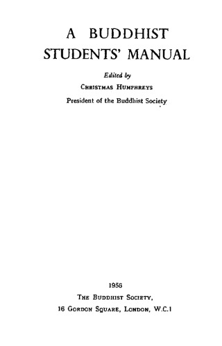 A Buddhist students' manual.