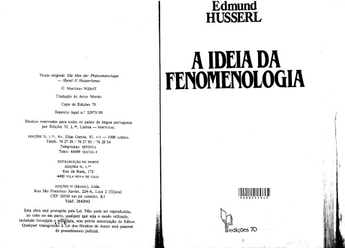 A idéia da fenomenologia