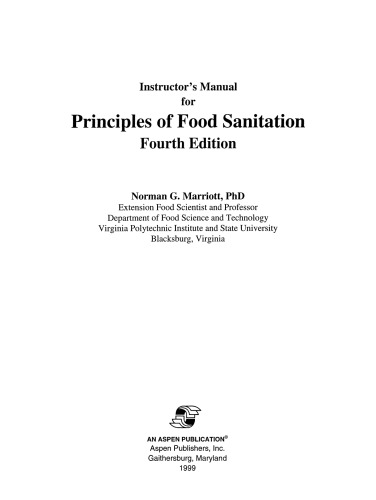 Instructor's manual for Principles of food sanitation, fourth edition