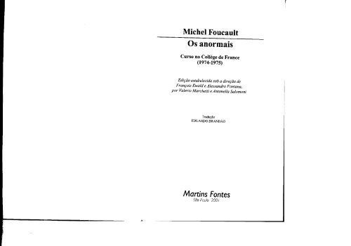 Os Anormais : curso no Collège de France, 1974-1975