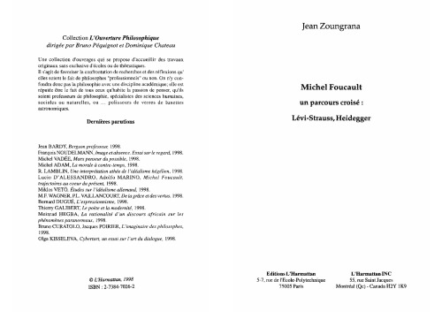 Michel Foucault : un parcours croisé : Lévi-Strauss, Heidegger