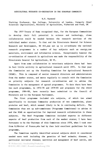Grassland beef production : a seminar in the CEC programme of coordination of research on beef production, held at the Centre for European Agricultural Studies, Wye College (University of London), Ashford, Kent, UK, July 25-27, 1983