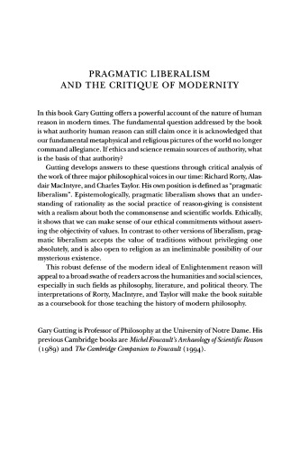 Pragmatic liberalism and the critique of modernity