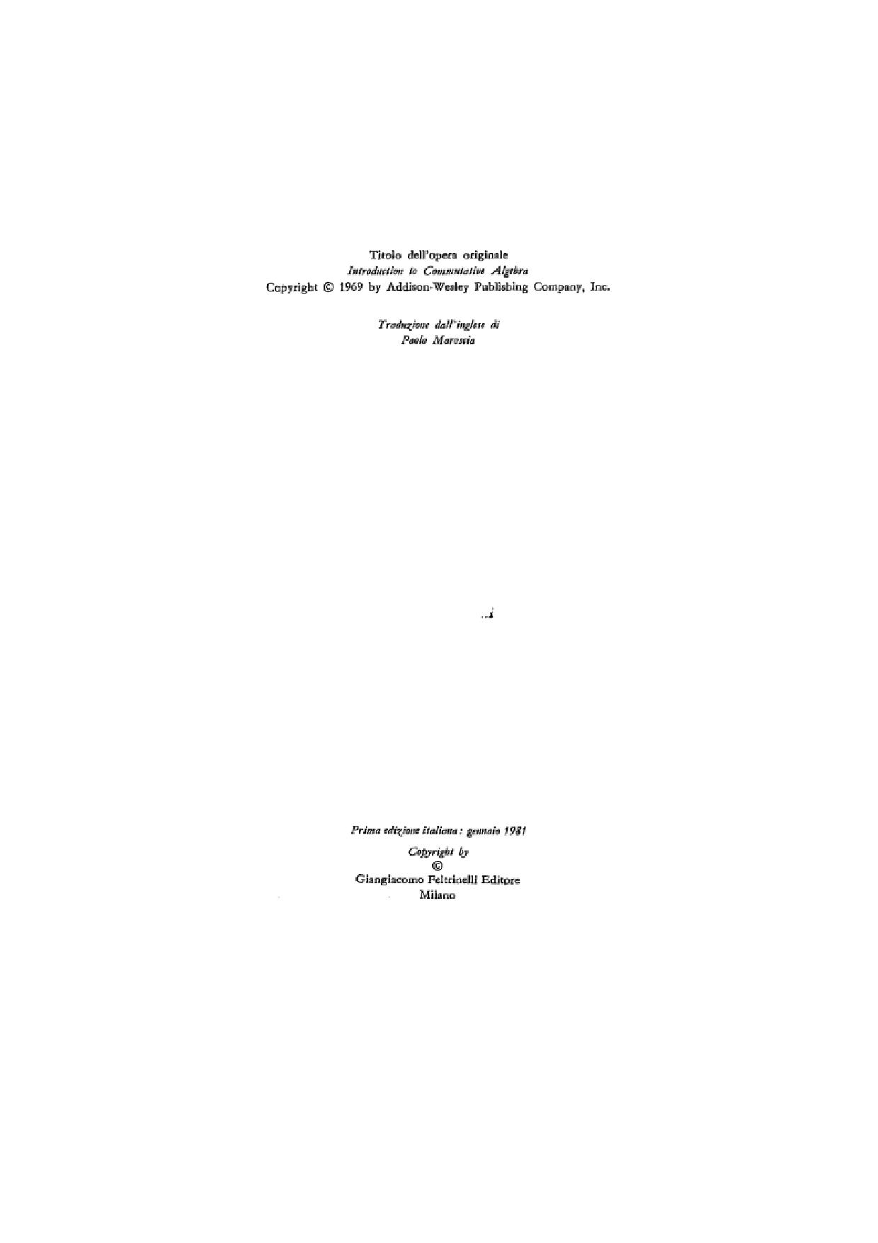 Introduzione all'algebra commutativa