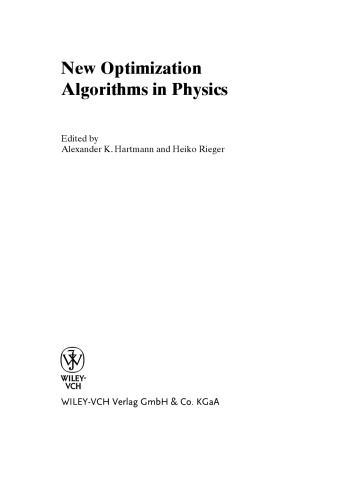New Optimization Algorithms in Physics