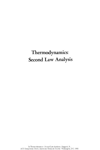 Thermodynamics: Second Law Analysis