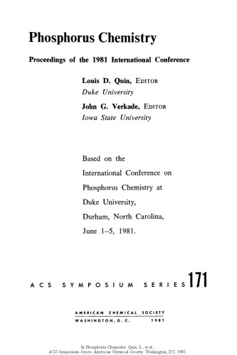 Phosphorus Chemistry. Proceedings of the 1981 International Conference