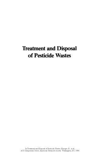 Treatment and Disposal of Pesticide Wastes