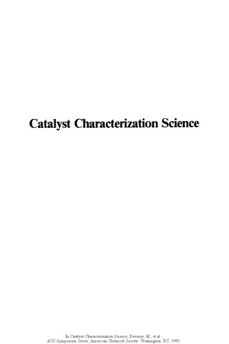 Catalyst Characterization Science. Surface and Solid State Chemistry