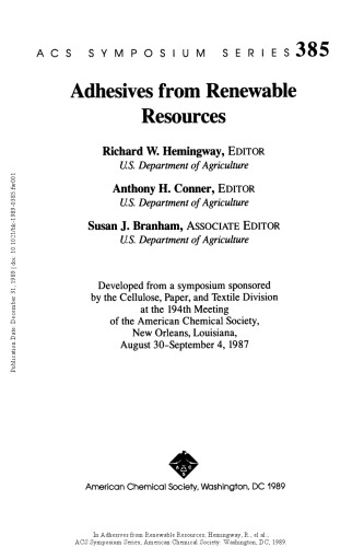 Adhesives from Renewable Resources