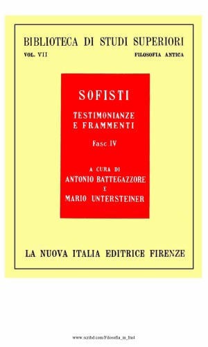 Sofisti. Testimonianze e frammenti
