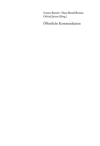 Öffentliche Kommunikation: Handbuch Kommunikations- und Medienwissenschaft