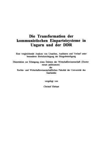 Transformation in Ungarn und der DDR: Eine vergleichende Analyse
