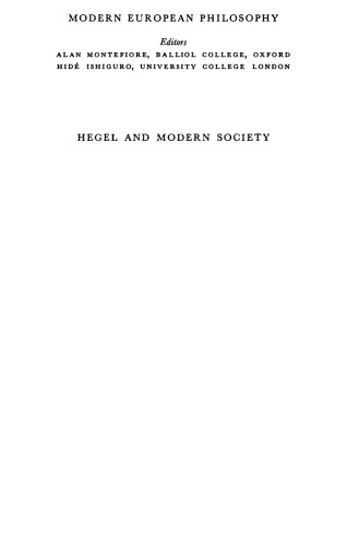 Hegel and Modern Society