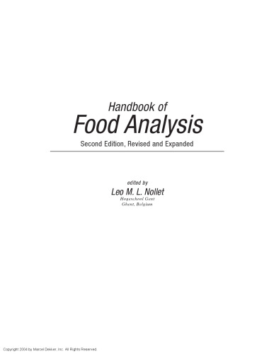 Handbook of food analysis