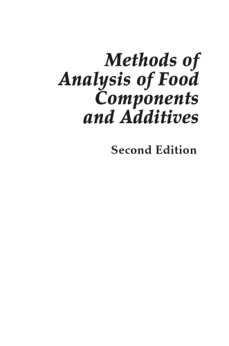 Methods of Analysis of Food Components and Additives