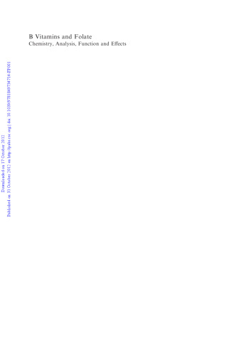 B Vitamins and Folate: Chemistry, Analysis, Function and Effects