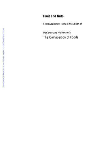 Fruit and Nuts: 1st supplement: Supplement to the Composition of Foods: Fruit and Nuts Supplement to 5r.e.
