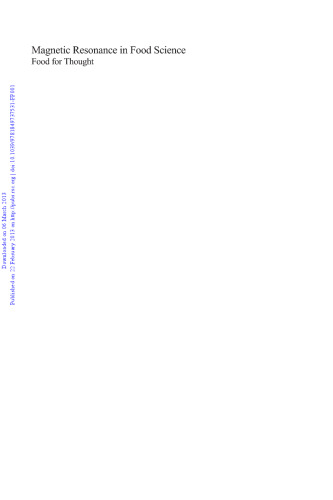 Magnetic Resonance in Food Science: From Food to Thought