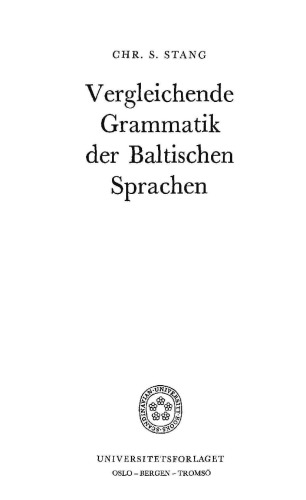 Vergleichende Grammatik der Baltischen Sprachen