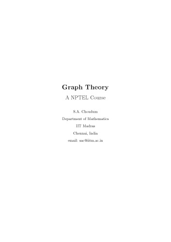 Graph Theory: A NPTEL Course