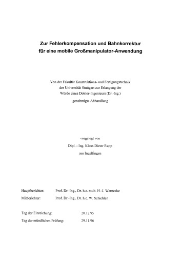 Zur Fehlerkompensation und Bahnkorrektur für eine mobile Großmanipulator-Anwendung