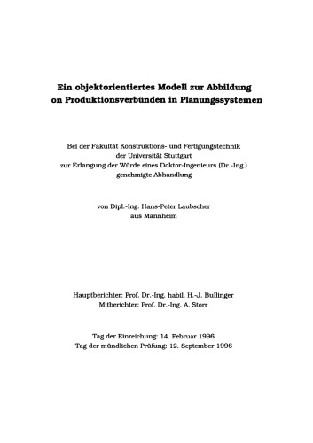 Ein objektorientiertes Modell zur Abbildung von Produktionsverbünden in Planungssystemen