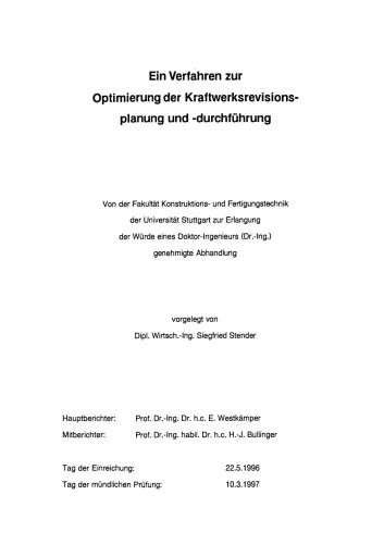 Ein Verfahren zur Optimierung der Kraftwerksrevisionsplanung und -durchführung