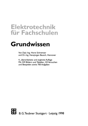 Elektrotechnik für Fachschulen: Grundwissen
