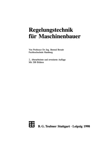 Regelungstechnik für Maschinenbauer