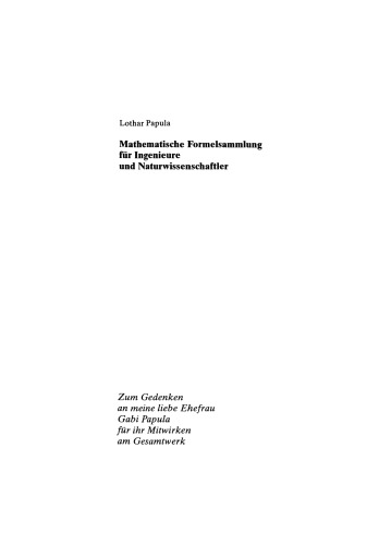 Mathematische Formelsammlung für Ingenieure und Naturwissenschaftler