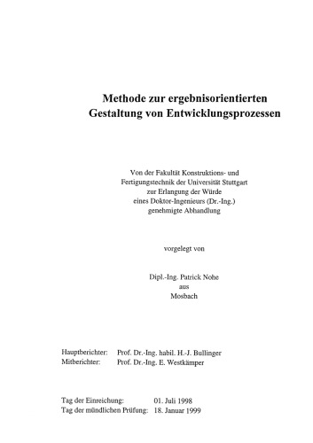 Methode zur ergebnisorientierten Gestaltung von Entwicklungsprozessen