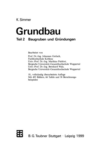 Grundbau: Teil 2 Baugruben und Gründungen