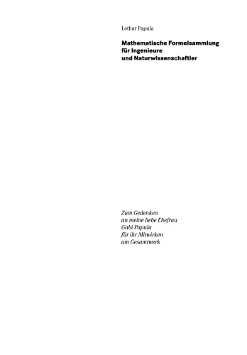 Mathematische Formelsammlung für Ingenieure und Naturwissenschaftler