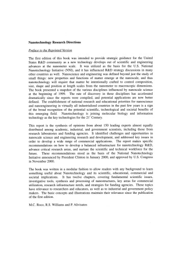 Nanotechnology Research Directions: IWGN Workshop Report: Vision for Nanotechnology R&D in the Next Decade