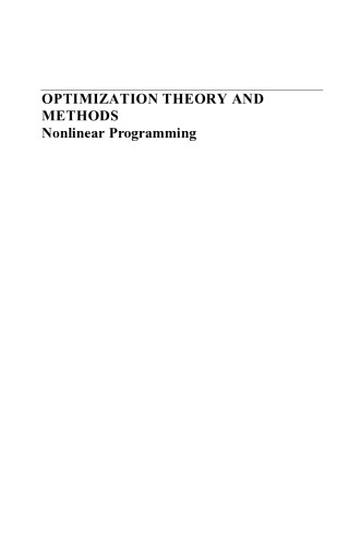 Optimization theory and methods: Nonlinear programming