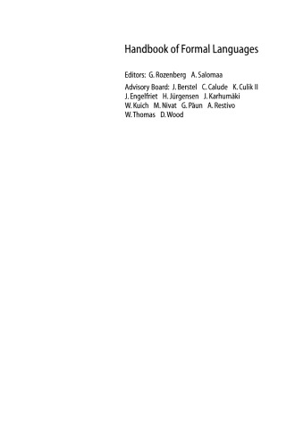 Handbook of Formal Languages: Volume 1 Word, Language, Grammar