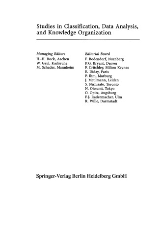 Classification, Clustering, and Data Analysis: Recent Advances and Applications