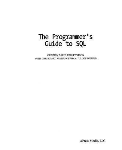 The Programmer’s Guide to SQL