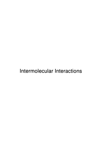 Intermolecular Interactions