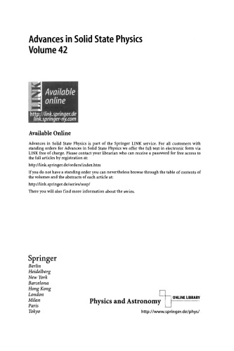 Advances in Solid State Physics