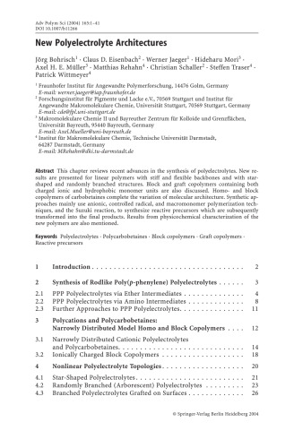 Polyelectrolytes with Defined Molecular Architecture I