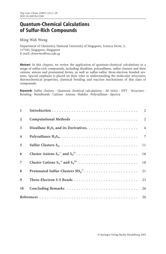 Elemental Sulfur und Sulfur-Rich Compounds II