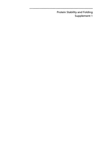 Protein Stability and Folding: Supplement 1 A Collection of Thermodynamic Data