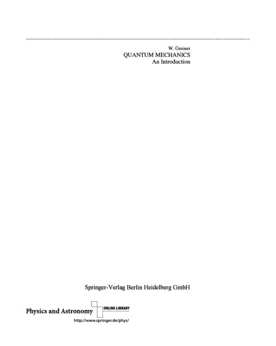 Quantum Mechanics: An Introduction