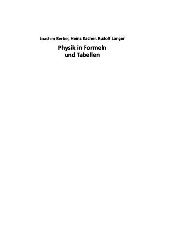 Physik in Formeln und Tabellen