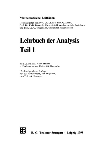 Lehrbuch der Analysis