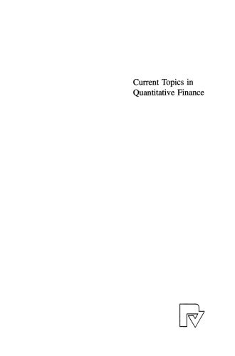 Current Topics in Quantitative Finance