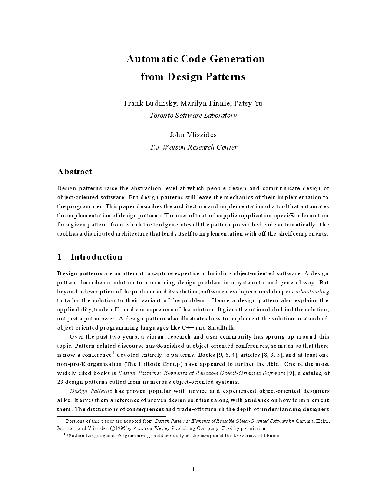 Automatic code generation from design patterns