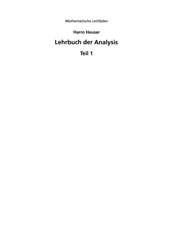Lehrbuch der Analysis: Teil 1